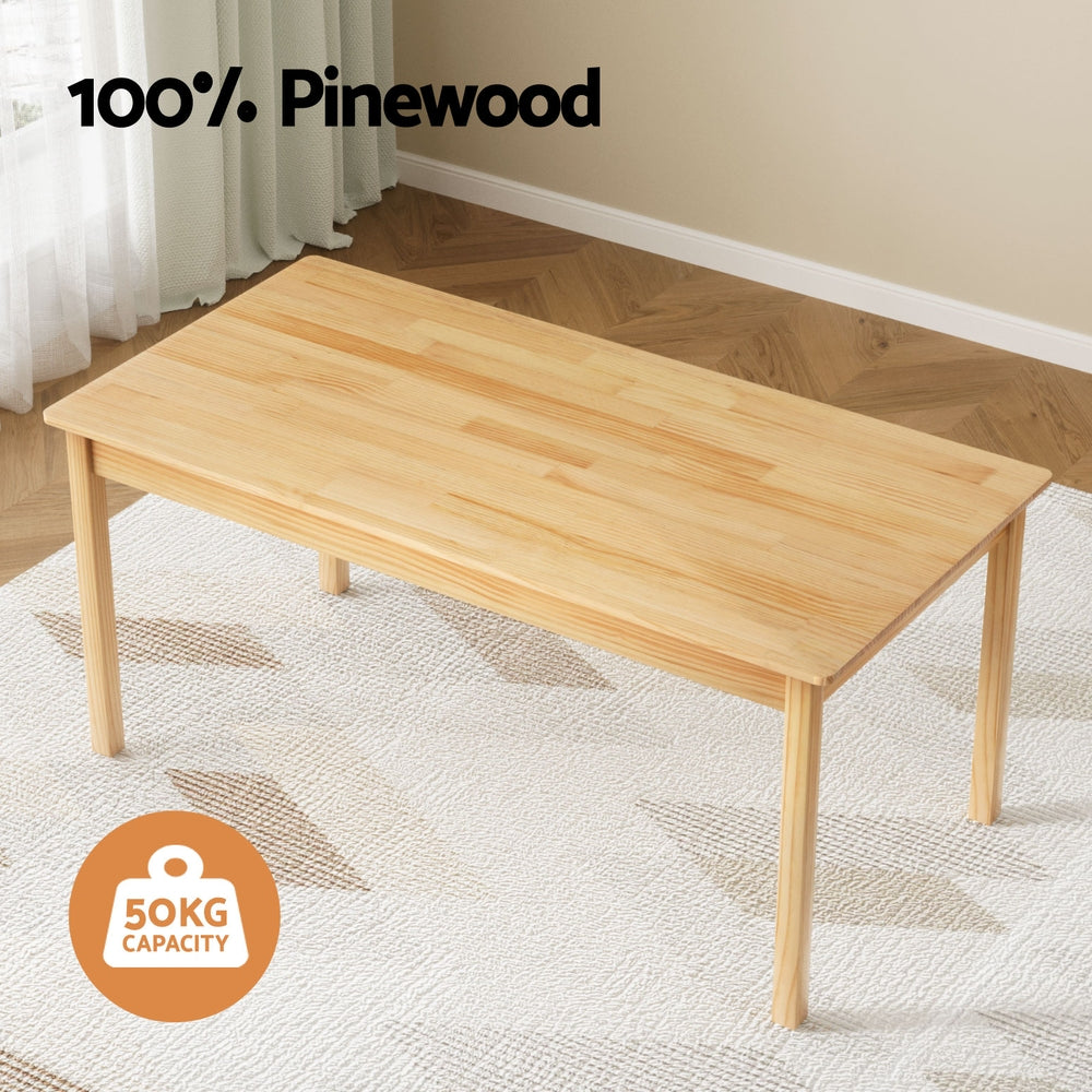 1 Keezi Kids Table and 2 Chairs Set Pinewood