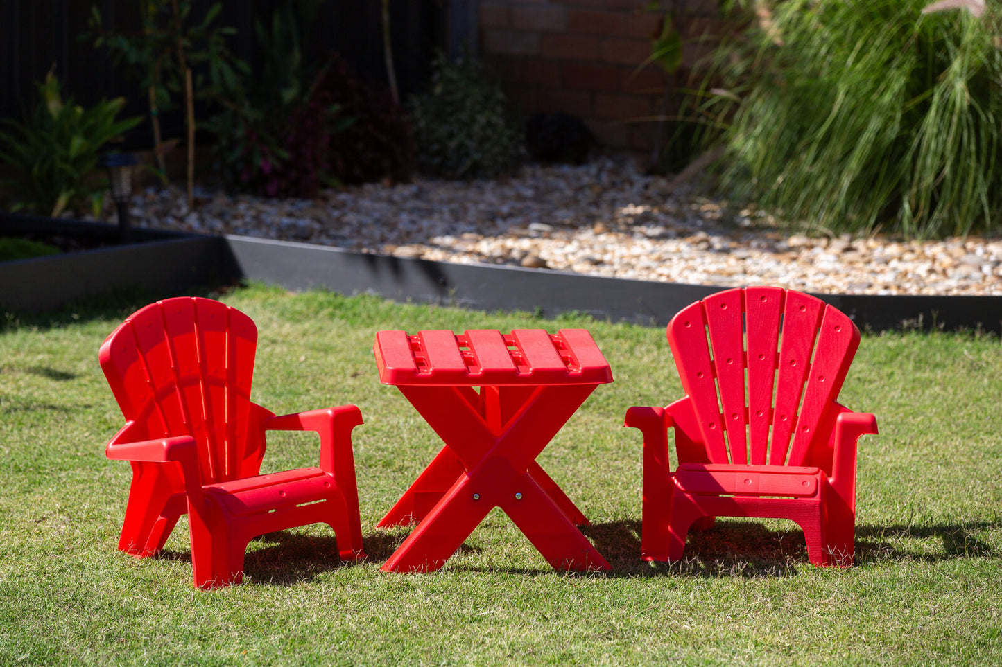 Kids Durable Table and Two Child-sized Chairs Set - Red