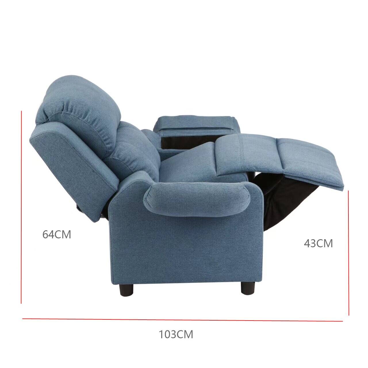 Erika Blue Kids Recliner Sofa Chair Blue Lounge Couch Armchair Childrens